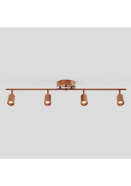 Retro Mat Bakır Kaplama 180 Derece Hareketli Modern Spor 4 Lü LED Spot Avize Beyaz Ampullü