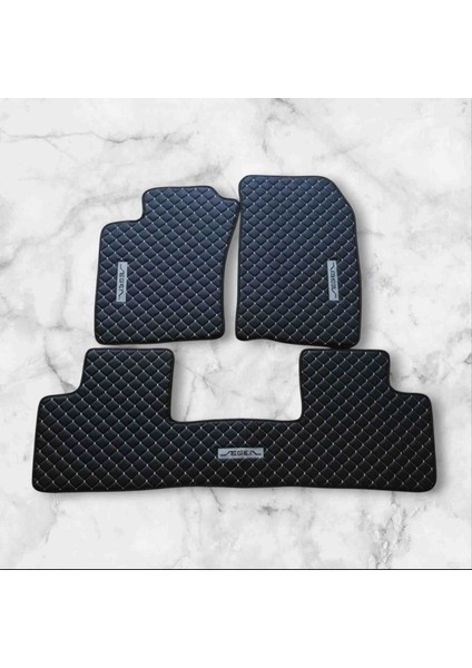Fiat Egea Sedan Uyumlu 2015-2025 Siyah Baklava Gri Desenli Deri Oto Paspas Takımı