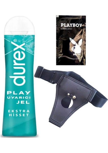 Play Ekstra Hisset Bay Bayan Uyarıcılı Jel 50 ml + Siyah Deri Strap-On Kemeri + Hediye