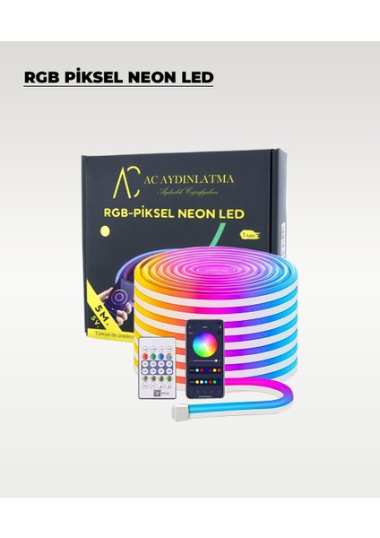 USB Neon Rgb Piksel Şerit LED - Animasyonlu - Sese Duyarlı - 5 Metre (Mobil Aplikasyon - Kumandalı)) fiyatları