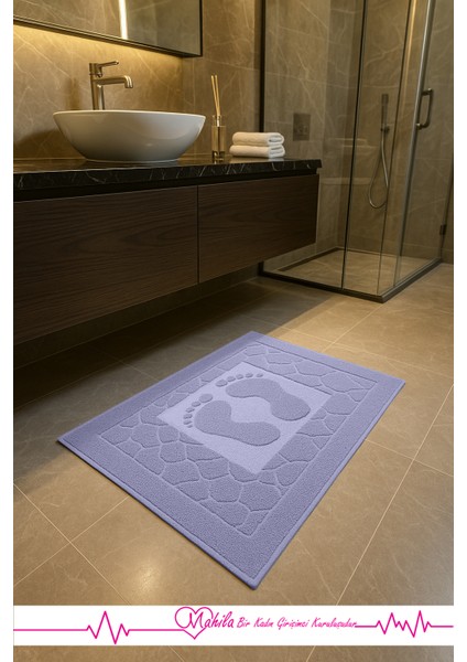Pamuklu 50X70CM Ayak Desenli, Lavabo Havlusu, Ayak Havlusu, Ayak Paspası
