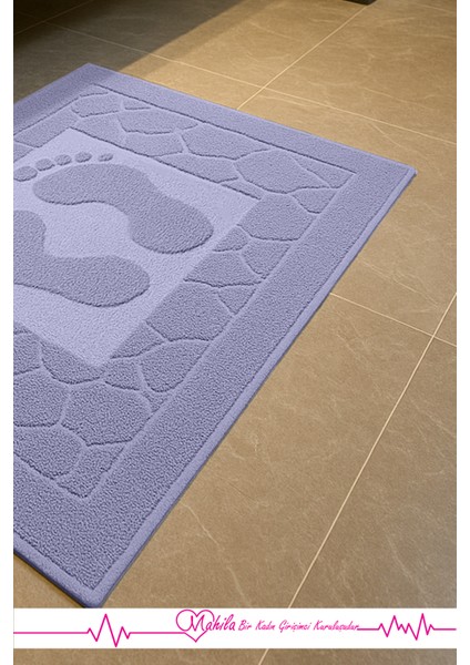 Pamuklu 50X70CM Ayak Desenli, Lavabo Havlusu, Ayak Havlusu, Ayak Paspası