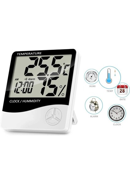 Ev Ofis Oda Için Masaüstü Dijital Göstergeli Termometre Nem ve Isı Ölçer Saat Thermometer Hygrometer fiyatları