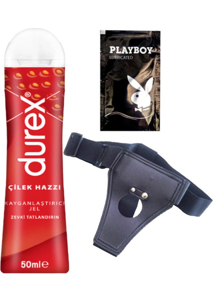 Çilek Hazzı 50 ml Jel + Siyah Deri Strap-On Kemeri + Hediye