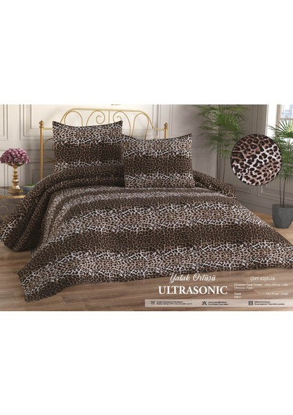 Leopar Desenli Model 3 Parça 1 Yatak Örtüsü (200X240 Cm) + 2 Yastık Kılıfı (50X70) cm
