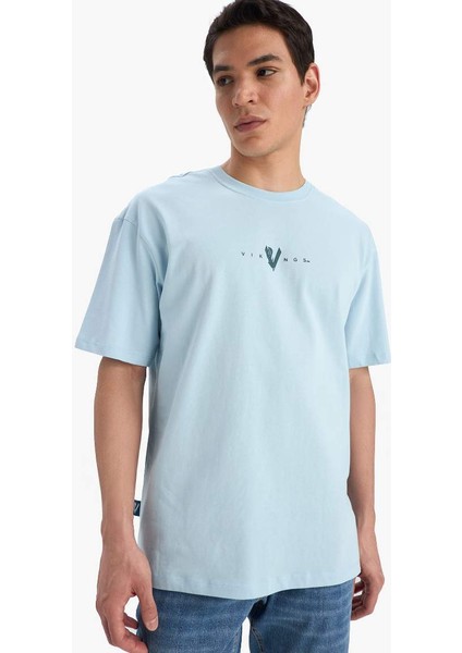 Yeni Sezon %100 Pamuk Vikings Comfort Regular Fit Rahat Kalıp Bisiklet Yaka Sırt Baskılı Kısa Kollu Tişört modelleri