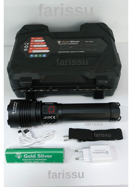 GS-14600 Şarjlı El Feneri | 80W 8000 Lümen - 18000 Mah Powerbank Özellikli | Su Geçirmez & Uzun Ömürlü LED Işık fiyatları