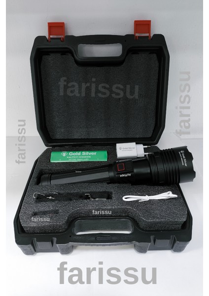 GS-14600 Şarjlı El Feneri | 80W 8000 Lümen - 18000 Mah Powerbank Özellikli | Su Geçirmez & Uzun Ömürlü LED Işık