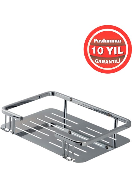 Paslanmaz Pirinç Lidya Tekli Şampuanlık Süngerlik Köşelik 15X22 cm