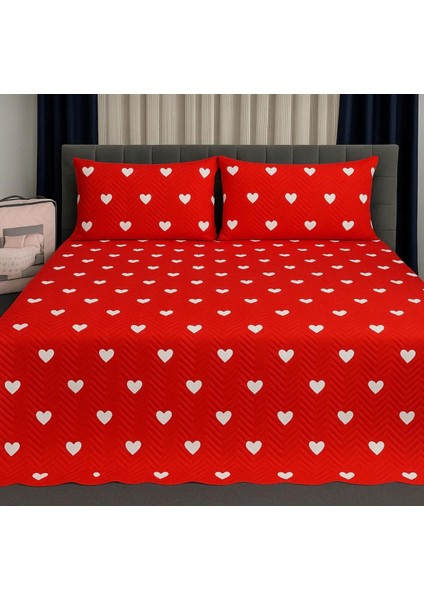 Kalpli Kırmızı Model 3 Parça 1 Yatak Örtüsü (200X240 Cm) + 2 Yastık Kılıfı (50X70) cm