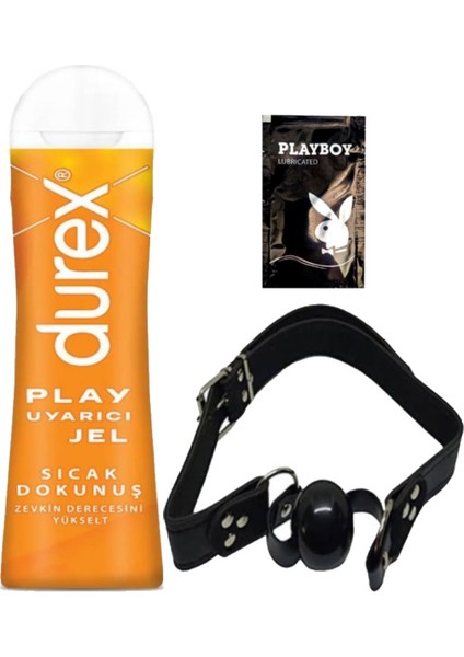 Play Sıcak Dokunuş Bay Bayan Uyarıcılı Jel 100 ml + Siyah Deri Ağız Topu + Hediye