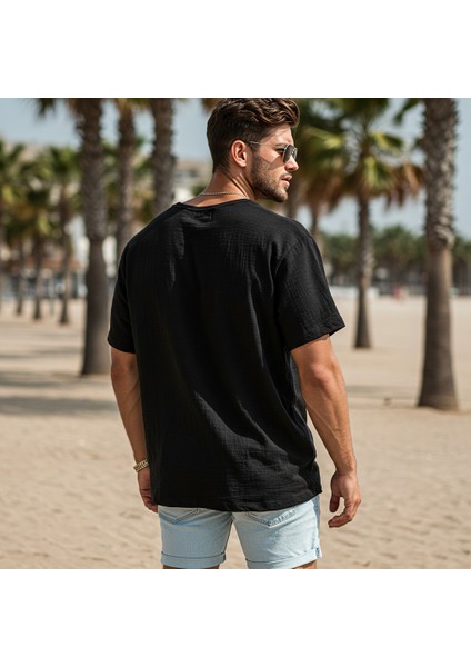Kısa Kol Müslin Erkek Tshirt, %100 Pamuk, Sertifikalı Kumaş, fırsatları