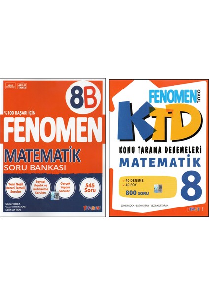Fenomen 8.sınıf Geometri Tabanlı Matematik 8b Soru Bankası + Fenomen Matematik Ktd (2 Kitap)