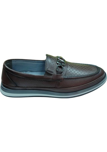 2009 Erkek Kahve (40-44) Deri Tokalı Loafer Ayakkabı