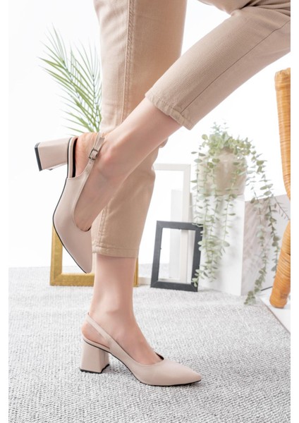 Ballerina&zapato Kadın Lolita Bej Cilt Klasik Topuklu Arkası Açık modelleri