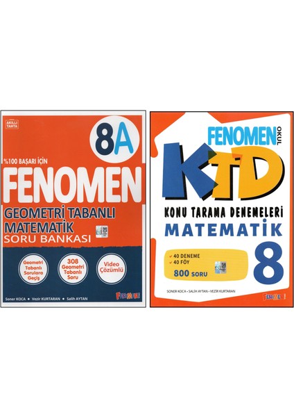 Fenomen 8.sınıf Geometri Tabanlı Soru Bankası 8A+MATEMATİK Konu Tarama Denemeleri (2 Kitap)