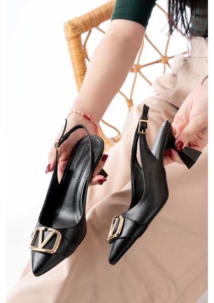 Ballerina&zapato Kadın Vivienne Siyah Cilt Toka Detaylı Klasik Topuklu Ayakkabı modelleri