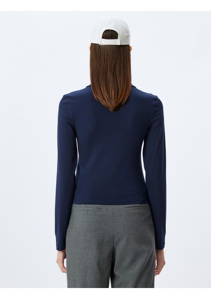 Yeni Sezon Polo Yaka Fermuarlı Dikiş Detaylı Slim Fit Uzun Kollu Tişört fırsatları