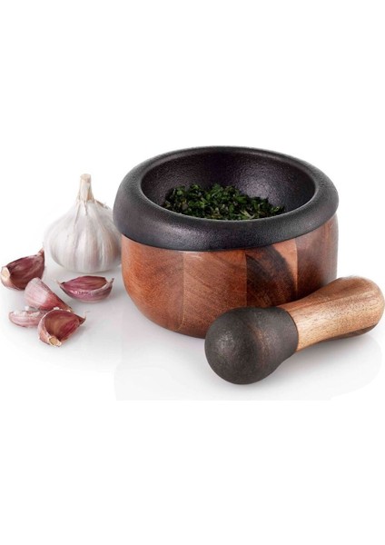 Crush Mörser Seti, 2 Parça, Gusseisen & Akasya Ahşap, 13 cm fiyatları
