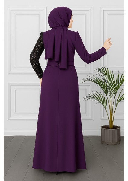 Pullu Tesettür Balık Abiye Elbise 2777 modelleri