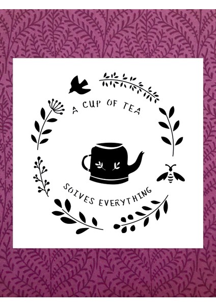 Stencil Sarayi Boyama Şablon Mutfak Obje ve Yazıları - 2125 Ölçü 50X50