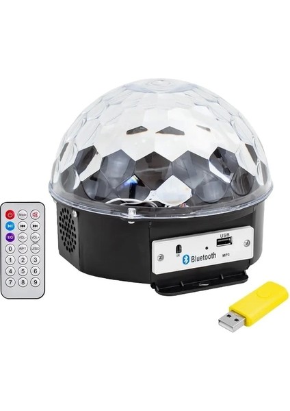 Usb-Bluetooth Destekli Kumandalı Hoparlörlü Yarım Dünya Küre Disko Topu (5047)