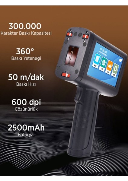 Dokunmatik Ekranlı Taşınabilir El Yazıcısı | Qr, Barkod, Logo Yazdırma | 360° Baskı fırsatları