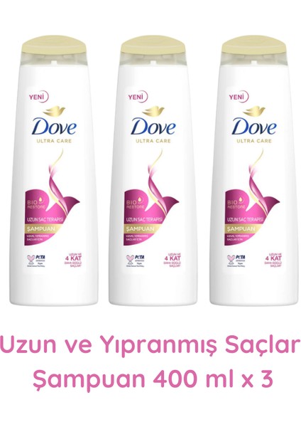 Uzun Yıpranmış Saçlar Için Şampuan 400 ml x 3 Adet