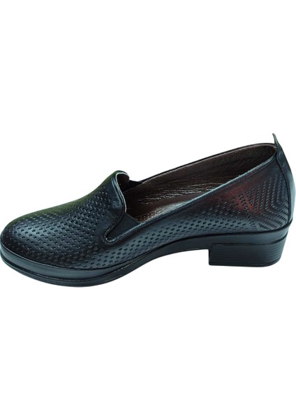 81K. Kadın Siyah (36-41) Deri Topuklu Comfort Ayakkabı modelleri