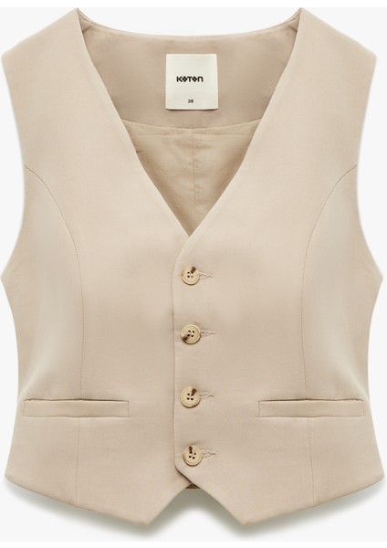 Yeni Sezon Modal Karışımlı Astarlı Slim Fit V Yaka Düğmeli Blazer Yelek modelleri
