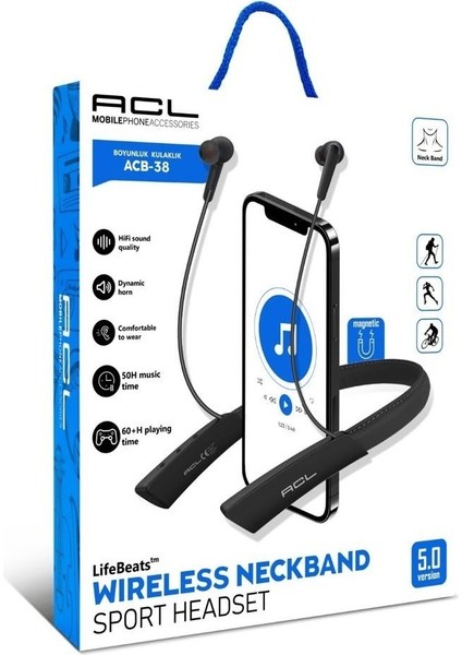 Acb-38 5.0 Version Hafıza Kartı Girişli Mıknatıslı Boyunluk Kulaklık fiyatları