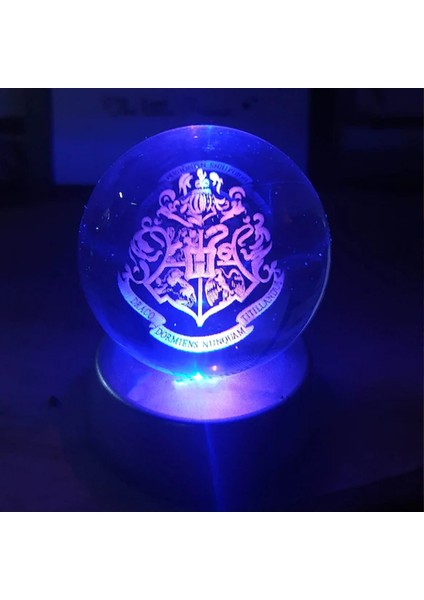 Kişiye Özel Dekoratif Renk Değiştiren Standlı LED Işıklı Hogwarts Cam Küre