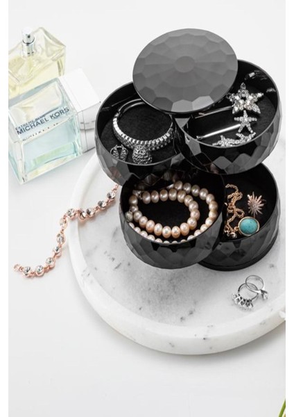 Şık 4 Katlı Siyah Takı Organizeri, Düzenli ve Zarif Takı Kutusu fiyatları
