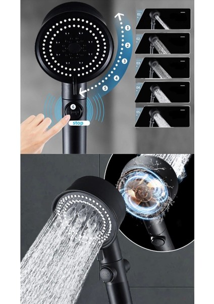 Duş Başlığı Pervaneli Serinletici Tasarım 5 Modlu (5047) modelleri