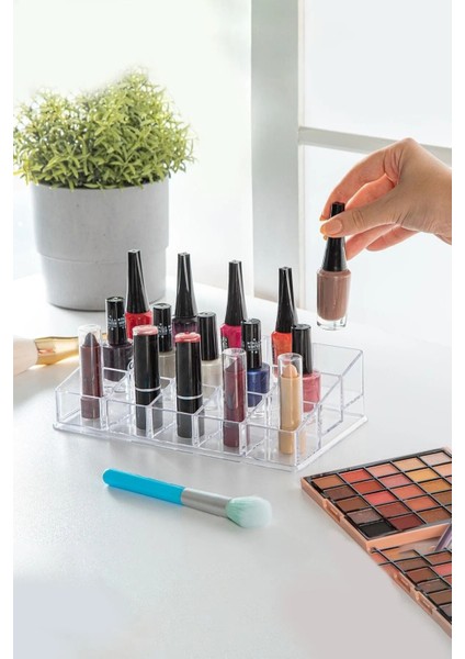 15 Bölmeli Oje ve Makyaj Düzenleyici, Kozmetik Saklama Organizeri