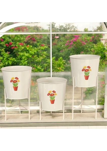 3 Boy Ayaklı Çiçek ve Bitki Saksısı 22 cm Çap fiyatları