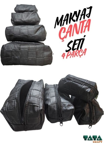 4'lü Çok Amaçlı Siyah Makyaj Çanta Seti, Şık ve Kullanışlı Organizatör fiyatları