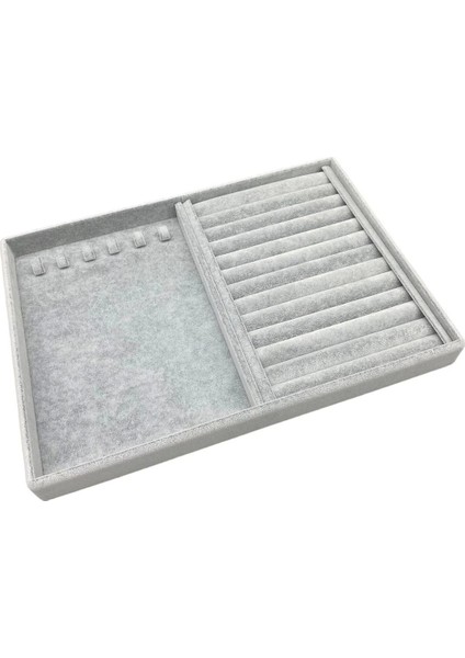 Gri Süet Model Takı Çekmecesi, 34/24 cm, Tırnaklı, Estetik ve Kullanışlı