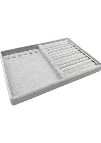 Gri Süet Model Takı Çekmecesi, 34/24 cm, Tırnaklı, Estetik ve Kullanışlı