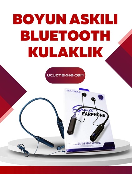Polygold PG-100 Bluetooth Kulaklık – Ergonomik Boyun Bantlı Tasarım, Net Ses ve Konfor