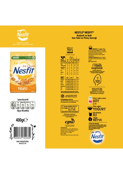 Nestlé Nesfit Ballı Bademli Tam Tahıl ve Pirinç Gevreği 400g indirimleri
