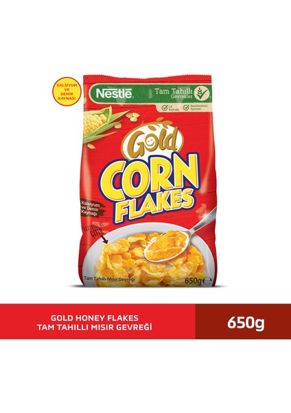 Nestlé Gold Corn Flakes Tam Tahıllı Mısır Gevreği 650 gr