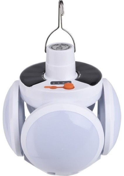 Solar LED Kamp Lambası – Işıldak – Usb’den / Gün Işığında Şarj- 5 Kanatlı