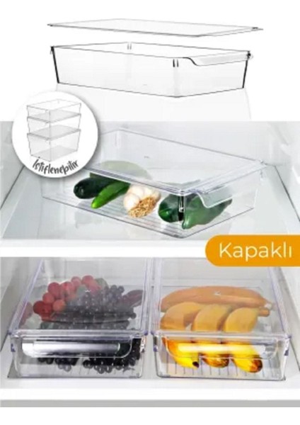 Beyaz Kapaklı Buzdolabı Organizeri, 3'lü Set, Küçük Boy, FMA007306 fiyatları