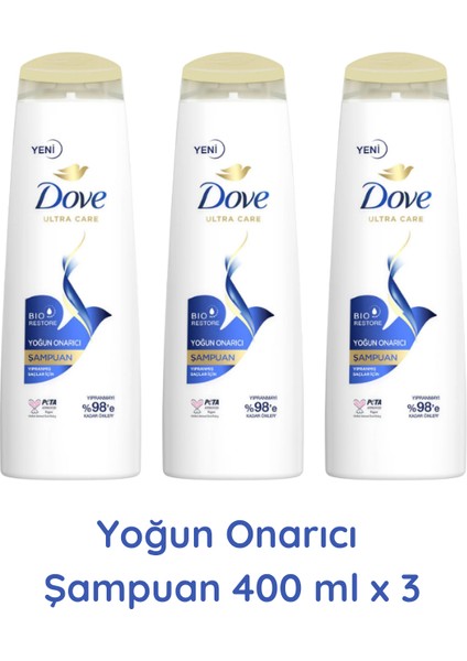 Yıpranmış Saçlar Için yoğun Onarıcı Şampuan 400 ml x 3 Adet fiyatları