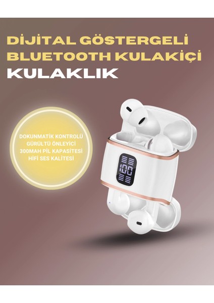Bluetooth 5.3 Kulaklık – 4 Adet, Çift Kulaklıklı, Dijital Göstergeli, Anc + Enc