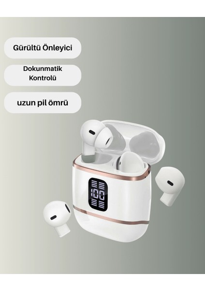 Bluetooth 5.3 Kulaklık – 4 Adet, Çift Kulaklıklı, Dijital Göstergeli, Anc + Enc
