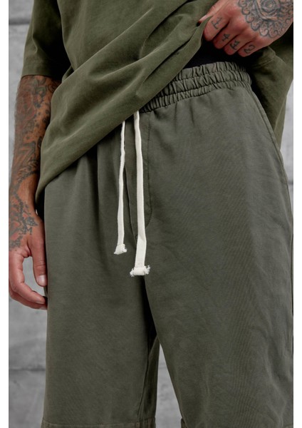 Haki Yıkamalı Oversize Şort fiyatları