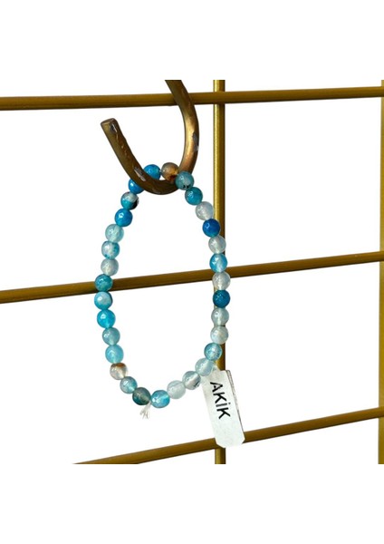 Mavi Akik Taşlı Sıralı Lastikli Mini Doğal Taş Bileklik fiyatları