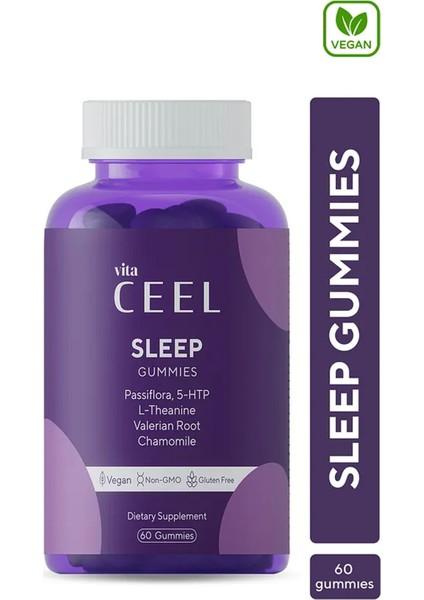 Uyku Döngüsüne Yardımcı Vegan Sleep Gummy Vitamin Passiflora, Vitamin B6, 5- http, L-theanie